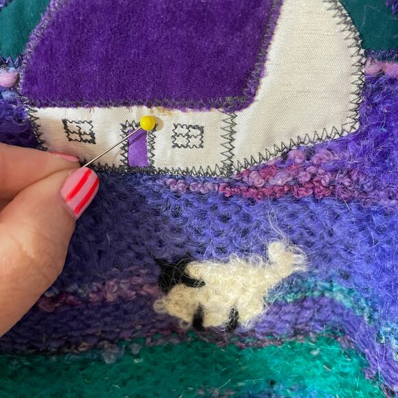 Vintage Rosemarie B Mohair Wool Hand Knit Ireland Sweater L Sheep - Picture 13 of 16